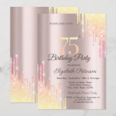 Ombre Glitter Drips 75ste Verjaardagsfeestje Kaart (Voorkant / Achterkant)