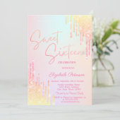  Ombre Glitter Drips Colorful Sweet 16   Kaart (Staand voorkant)