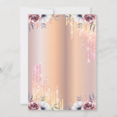 Ombre Glitter Drop Tiara Floral Quinceañera Kaart (Achterkant)