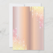 Ombre Glitter Drop Tiara Roos Gold Quinceañera Kaart (Achterkant)