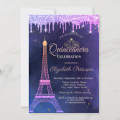 Ombre Glitter Eiffel Tower Tiara bestuurt Quinceañ Kaart (Voorkant)