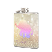 Ombre Glitter Elephant, Bokeh - Gepersonaliseerd Heupfles (Links)