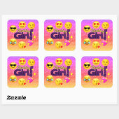 Ombre Glitter Emoji Verjaardags Meisje Stickers (Vel)