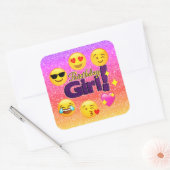 Ombre Glitter Emoji Verjaardags Meisje Stickers (Envelop)