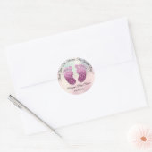 Ombre Glitter Feet Baby shower Favor Dank u Ronde Sticker (Envelop)