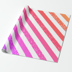 Ombre Glitter Gestreepte Vakantie Cadeaupapier