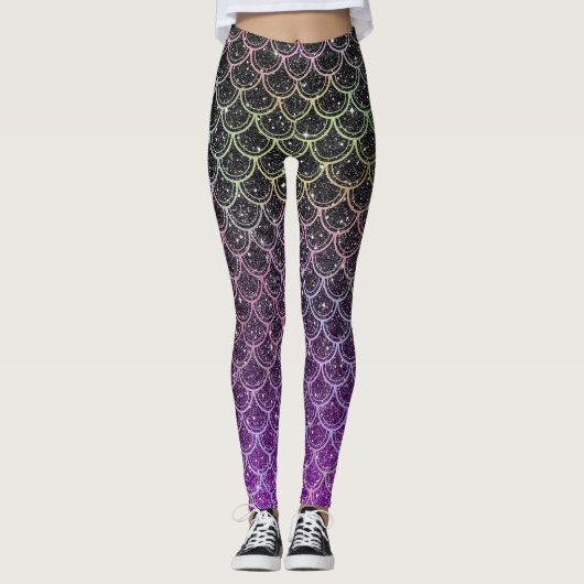 Ombre glitter mermaid scales leggings (Voorkant)