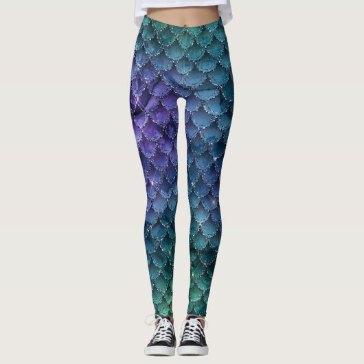 Ombre Glitter Mermaid Scales Leggings (Voorkant)