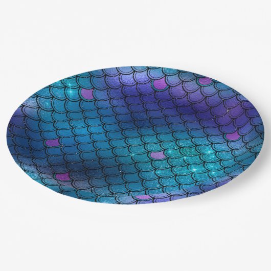 Ombre Glitter Mermaid Scales Papieren Bordje (Gekanteld)