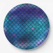 Ombre Glitter Mermaid Scales Papieren Bordje (Voorkant)