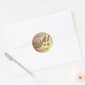 Ombre Glitter Monogram M Steekproefproduct Ronde Sticker (Envelop)