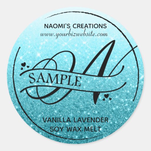 Ombre Glitter Monogram N Steekproefproduct Ronde Sticker (Voorkant)