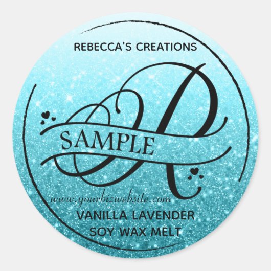 Ombre Glitter Monogram R Steekproefproduct Ronde Sticker (Voorkant)