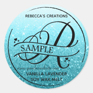 Ombre Glitter Monogram R Steekproefproduct Ronde Sticker