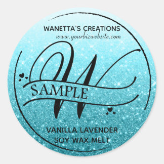 Ombre Glitter Monogram W Steekproefproduct Ronde Sticker