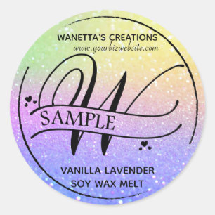 Ombre Glitter Monogram W Steekproefproduct Ronde Sticker