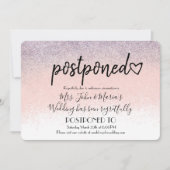 Ombre Glitter New Date Postponement Wedding Kaart (Voorkant)