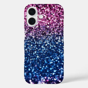Ombre Glitter Paarse Blue iPhone 16 Hoesje