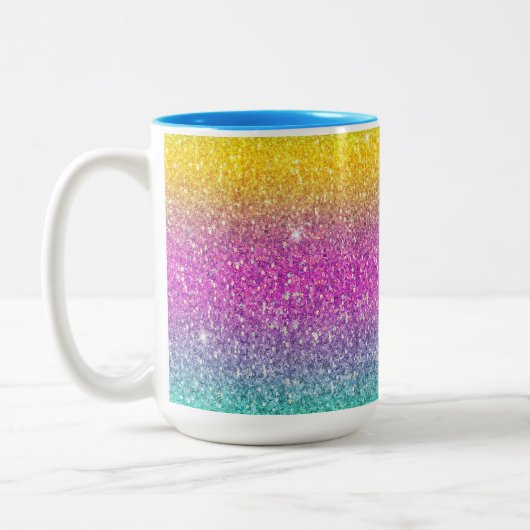 Ombre Glitter, Regenboog, Snoep Floss, Zomer Mok (Links)