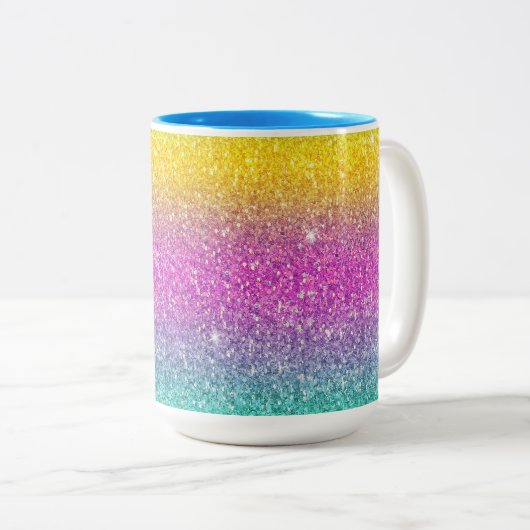 Ombre Glitter, Regenboog, Snoep Floss, Zomer Mok (Voorkant rechts)