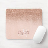 Ombre Glitter Roos Gold Persoonlijk Monogram Muismat (Met muis)