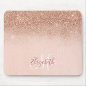Ombre Glitter Roos Gold Persoonlijk Monogram Muismat (Voorkant)
