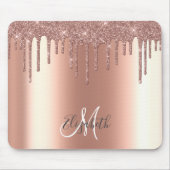 Ombre Glitter Roze Goud Drip Gepersonaliseerde Mon Muismat (Voorkant)