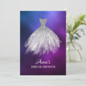 *~* Ombre Glitter Vrijgezellenfeest Gown Bruidsjur Kaart (Staand voorkant)