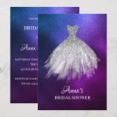 *~* Ombre Glitter Vrijgezellenfeest Gown Bruidsjur Kaart (Voorkant / Achterkant)