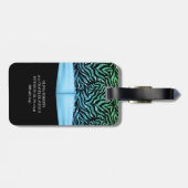 Ombre Glitter Zebra Blauw Boog Monogram Bagagelabel (Achterkant horizontaal)