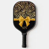 Ombre Glitter Zebra Gouden Boog Monogrammed Pickleball Paddle (Achterkant)