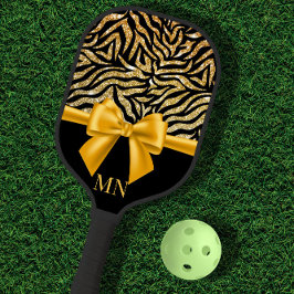 Ombre Glitter Zebra Gouden Boog Monogrammed Pickleball Paddle