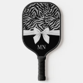 Ombre Glitter Zebra Witte Boog Monogrammed Pickleball Paddle (Voorkant)