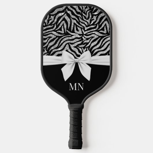 Ombre Glitter Zebra Witte Boog Monogrammed Pickleball Paddle (Achterkant)