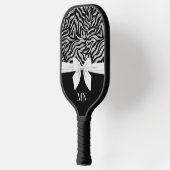 Ombre Glitter Zebra Witte Boog Monogrammed Pickleball Paddle (Links)