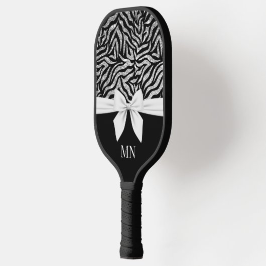 Ombre Glitter Zebra Witte Boog Monogrammed Pickleball Paddle (Links)