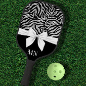 Ombre Glitter Zebra Witte Boog Monogrammed Pickleball Paddle