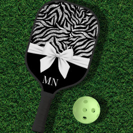 Ombre Glitter Zebra Witte Boog Monogrammed Pickleball Paddle
