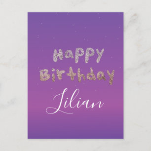 Ombré glitterschuineletter Happy Verjaardag Briefkaart