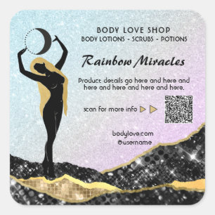 *~* Ombre Goddess Inention Spell AP24 Rainbow Squ Vierkante Sticker