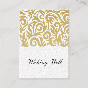 ombre gold and Black Swirling Border Wedding Informatiekaartje