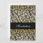 ombre gold and Black Swirling Border Wedding Kaart (Voorkant)