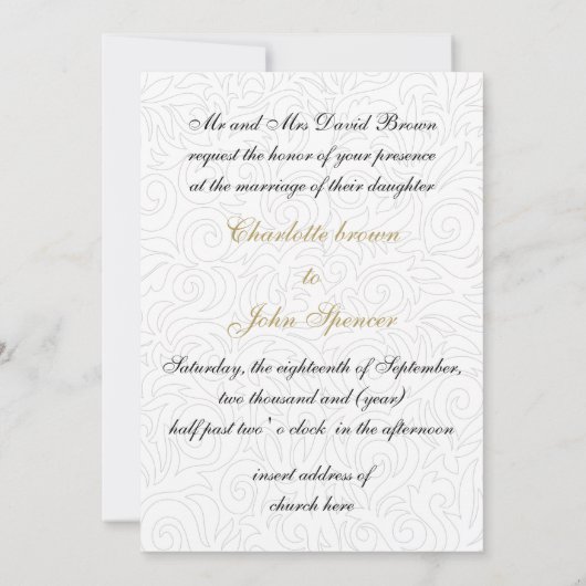 ombre gold and Black Swirling Border Wedding Kaart (Achterkant)