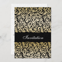 ombre gold and Black Swirling Border Wedding