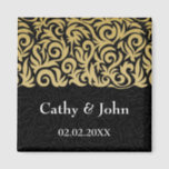 ombre gold and Black Swirling Border Wedding Magneet<br><div class="desc">Het ontwerp van de rand van het huwelijk van de rand van de rand van het rond en de Zwarte Zwemelen</div>