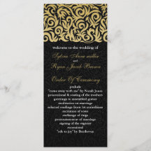 ombre gold and Black Swirling Border Wedding
