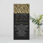 ombre gold and Black Swirling Border Wedding Programmakaart (Staand voorkant)