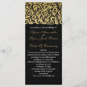 ombre gold and Black Swirling Border Wedding Programmakaart (Voorkant)