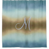 Ombre Gold Blue Monogram Shower Curtain Douchegordijn (Voorkant)