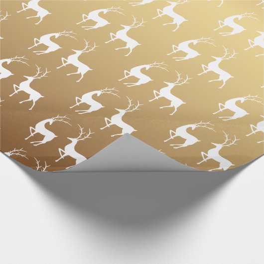 Ombre Gold en White Kerstfeestdag Deer Cadeaupapier (Hoek)